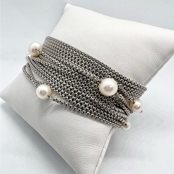 David Yurman Sixteen-Row Chain Bracelet with Pearls - Picture 4 of 13